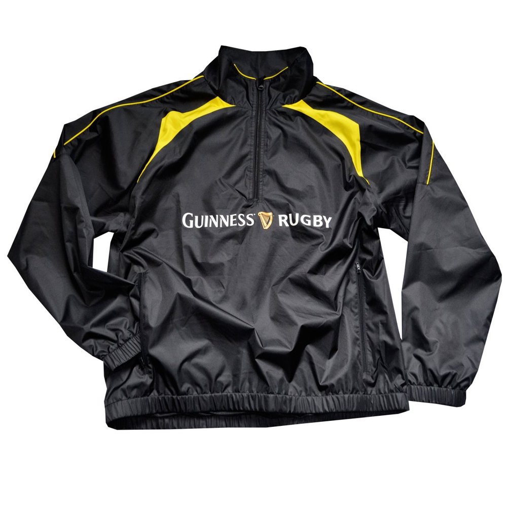 Guinness Men's Rugby Jacket Performance with 1/2 Zip (Small) Black