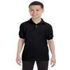 Hanes Little Boys Short Sleeve Eco Smart Jersey Polo, Black, x Small view 2