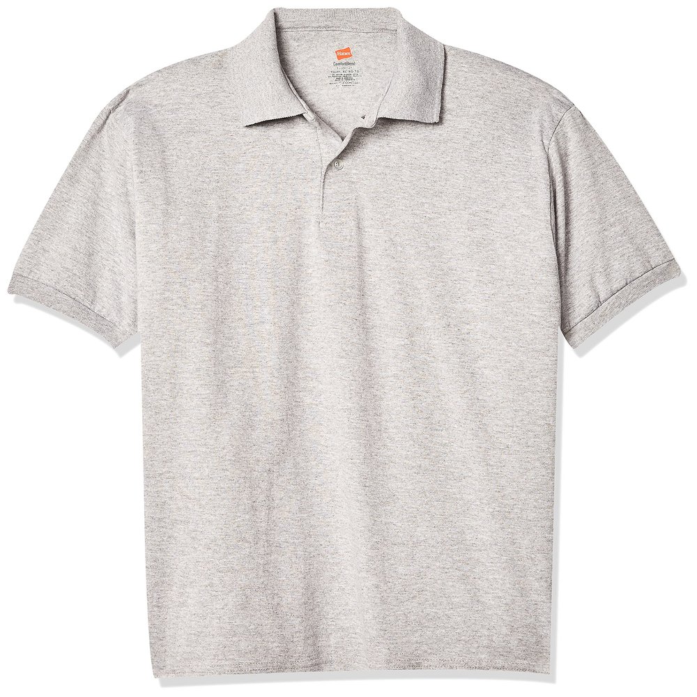 Hanes Little Boys Short Sleeve Eco Smart Jersey Polo, Light Steel, x Small