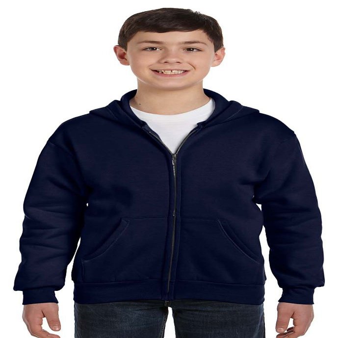 Hanes Boys' EcoSmart Full Zip Hooded Jacket, Navy, x Small