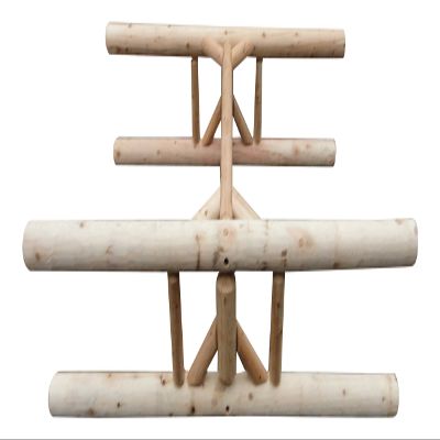 3-Place 1 Paddleboat + 2 Kayaks/SUP Log Rack, Freestanding Kayak Rack Storage Outdoor Equipment, Boat Stands, Canoe Paddle Holder, SUP Outdoor Storage Organizer, Canoes Log Racks - Natural