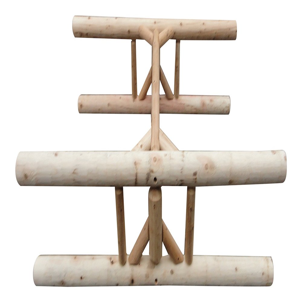 3-Place 1 Paddleboat + 2 Kayaks/SUP Log Rack, Freestanding Kayak Rack Storage Outdoor Equipment, Boat Stands, Canoe Paddle Holder, SUP Outdoor Storage Organizer, Canoes Log Racks - Natural