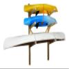 3-Place Dock-Mounted 1 Canoe + 2 Kayaks/SUP Log Racks, Kayak Racks for Outdoor Storage, Paddle Board Rack for Dock, Canoes Outdoor Wood Storage, SUP, Kayak Rack for Dock Equipment - Natural view 1