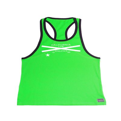 Crazee Wear California 312R Neon Green with Black Trim Tank Top with CZW Athletics 1987 in White