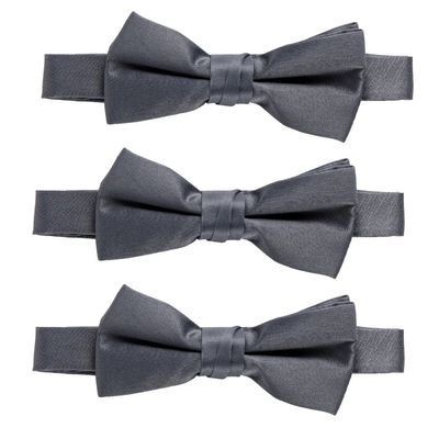 Sportoli174; Kids Baby 3-Pack Adjustable Solid Color Banded Satin Pre-tied Bow Ties - Charcoal