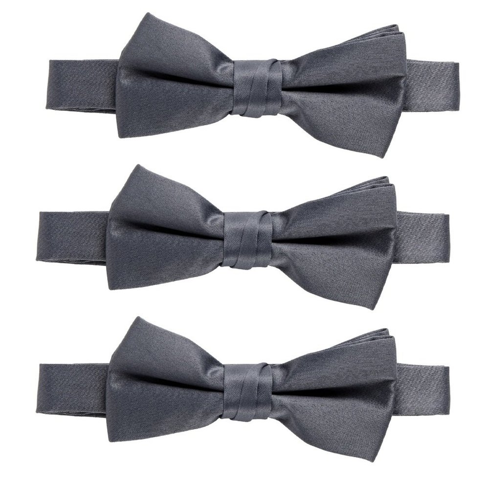 Sportoli174; Kids Baby 3-Pack Adjustable Solid Color Banded Satin Pre-tied Bow Ties - Charcoal