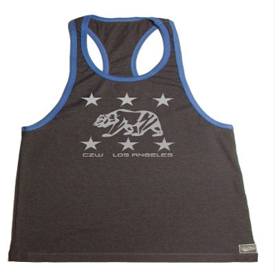 Crazee Wear Bodybuilding Tank Top LA Bear Grey Stringer Mens