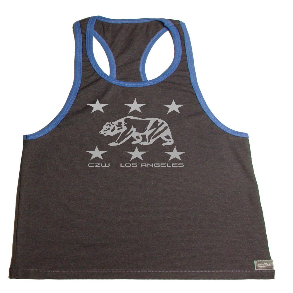 Crazee Wear Bodybuilding Tank Top LA Bear Grey Stringer Mens