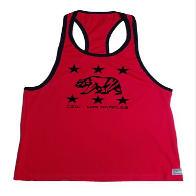 Crazee Wear Bodybuilding Tank Top LA Bear Stringer Red Mens