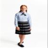 French Toast Girls' Adjustable Waist Mid Length Plaid Pleated Skirt, Blue & Gold Plaid, 6X view 2