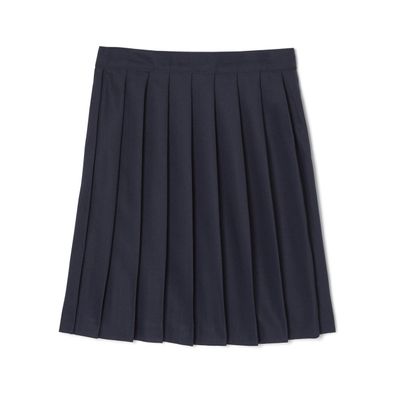 French Toast Girls' Adjustable Waist Mid Length Pleated Skirt, Navy, 16.5 Plus