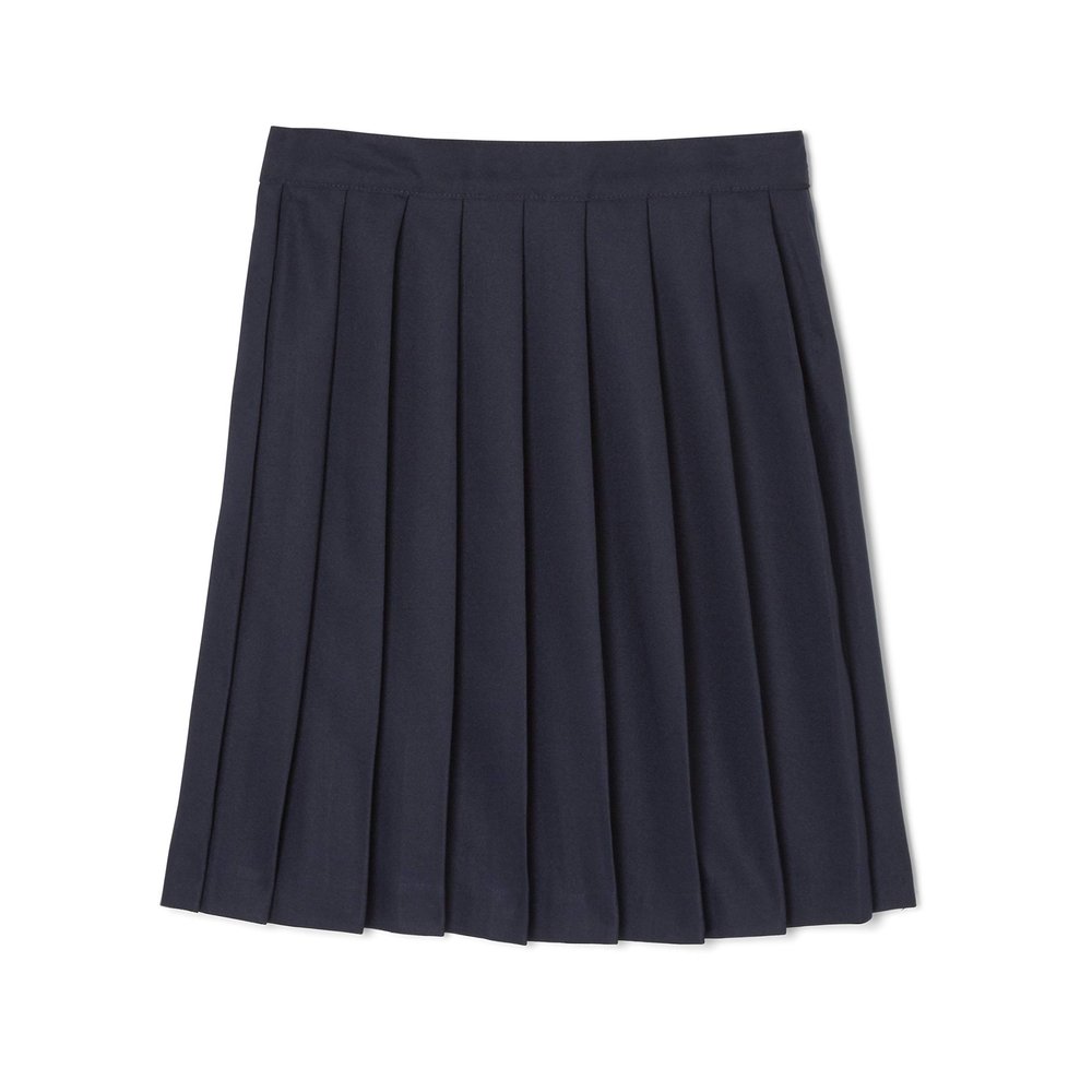 French Toast Girls' Adjustable Waist Mid Length Pleated Skirt, Navy, 16.5 Plus