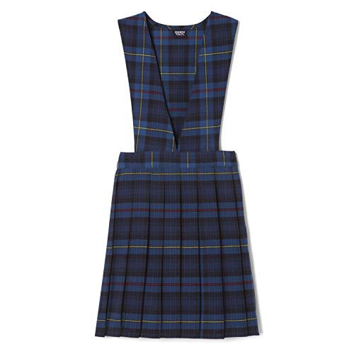 French Toast Girls' Plaid V-Neck Pleated Jumper, Blue & Red Plaid, 8