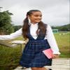 French Toast Girls' Plaid V-Neck Pleated Jumper, Blue & Red Plaid, 8 view 2