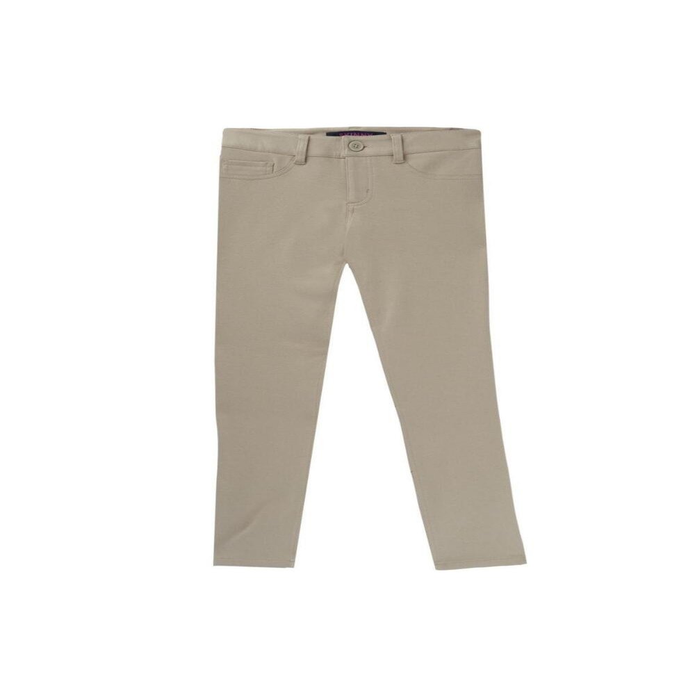 French Toast Girls Stretch Skinny 5 Pocket Knit School Uniform Pants, Khaki, 14 US