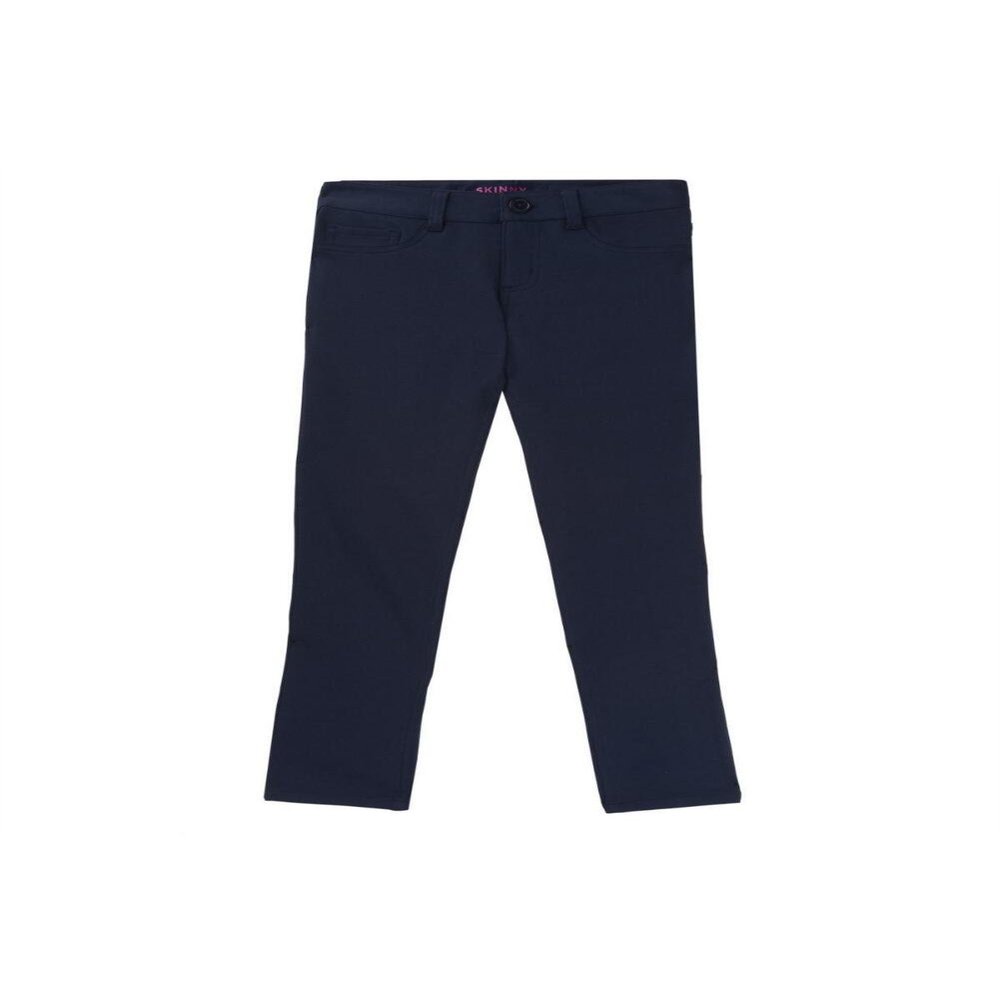 French Toast Girls Stretch Skinny 5 Pocket Knit School Uniform Pants, Navy, 8 US