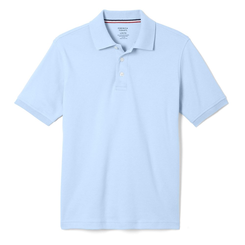 French Toast Big Boys Short Sleeve Interlock Polo, Light Blue, Medium/8