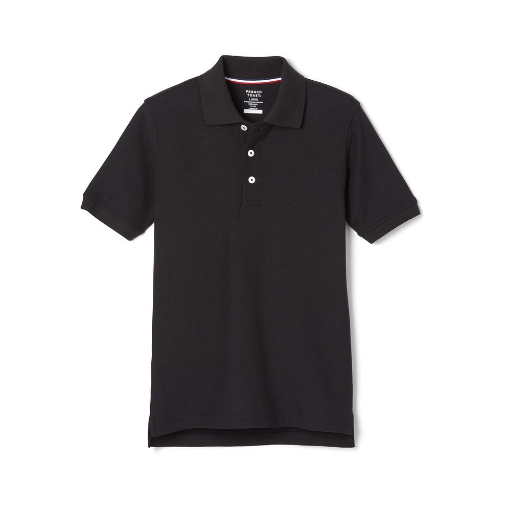 French Toast Unisex Kids Short Sleeve Pique (Standard & Husky) Polo Shirt, Black, 1416H