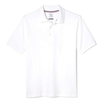 French Toast Boys' Short Sleeve Interlock Polo, White, X-Large/18/20/ Husky