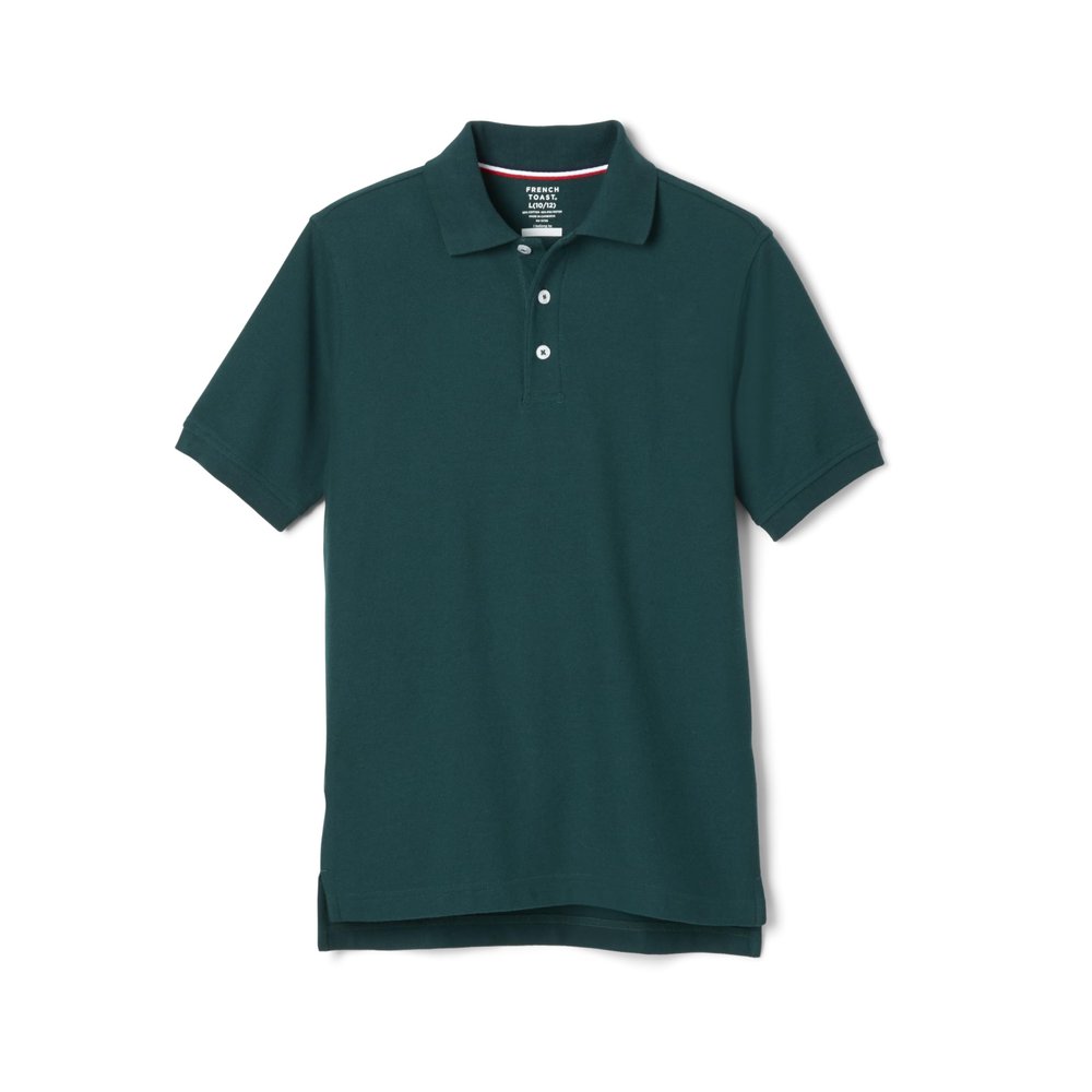 French Toast Unisex Kids Short Sleeve Pique (Standard & Husky) Polo Shirt, Hunter Green, XL