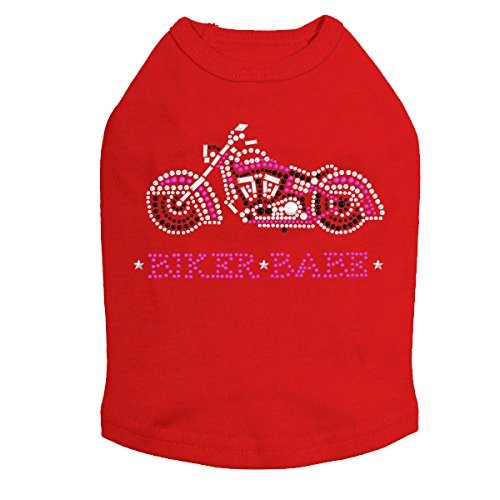 Biker Babe - Pink Motorcycle - Dog Tank, 4XL Red