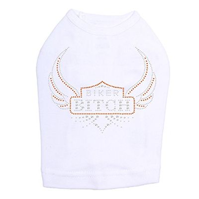 Biker Bitch - Dog Tank, L White