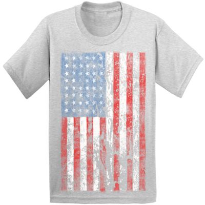Awkward Styles Youth American Flag Distressed T-Shirt Kids 4th July Shirt S Gray