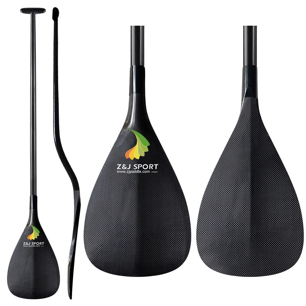 Z&J SPORT Outrigger Canoe Paddle Full Carbon, Hawaii Style OC Paddle with Double Bent Shaft Lightweight Carbon Paddle for Waka AMA, va'a(M,52")