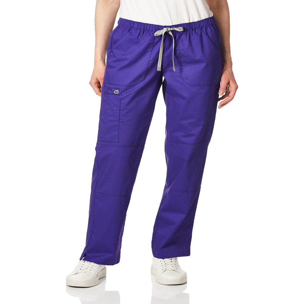 WonderWink WonderWORK Womens Straight Leg Cargo Pant Grape, X Small Tall