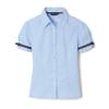 French Toast Big Girls' Short Sleeve Ribbon Bow Blouse, Light Blue, 18 view 1