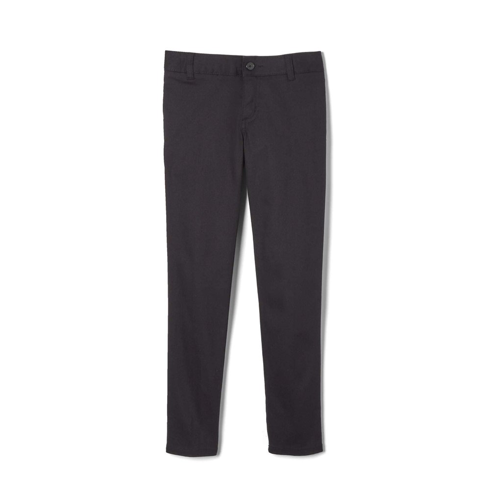 French Toast Girls' Skinny Fit Stretch Twill Pant, Black, 4