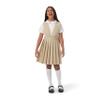French Toast Girls' V-Neck Pleated Jumper, Khaki, 12.5 Plus view 1