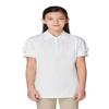 French Toast Girls Puff Sleeve Double Button Polo, White, 14-16 view 3