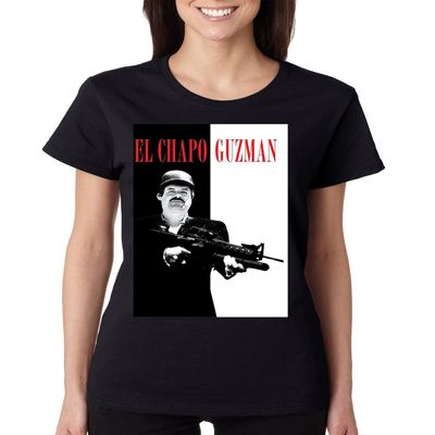 ALLNTRENDS Women's T Shirt El Chapo (M, Black)