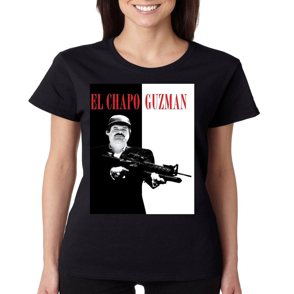 ALLNTRENDS Women's T Shirt El Chapo (M, Black)