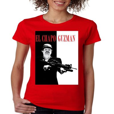 ALLNTRENDS Women's T Shirt El Chapo (L, Red)