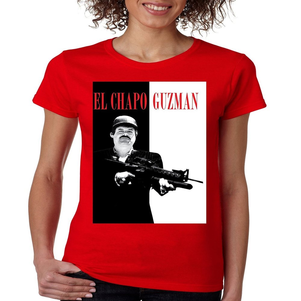 ALLNTRENDS Women's T Shirt El Chapo (L, Red)