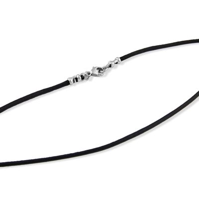 Nostrand 2mm Black Leather Cord Necklace with Sterling Silver Lobster Clasp 12" - 30" (20)