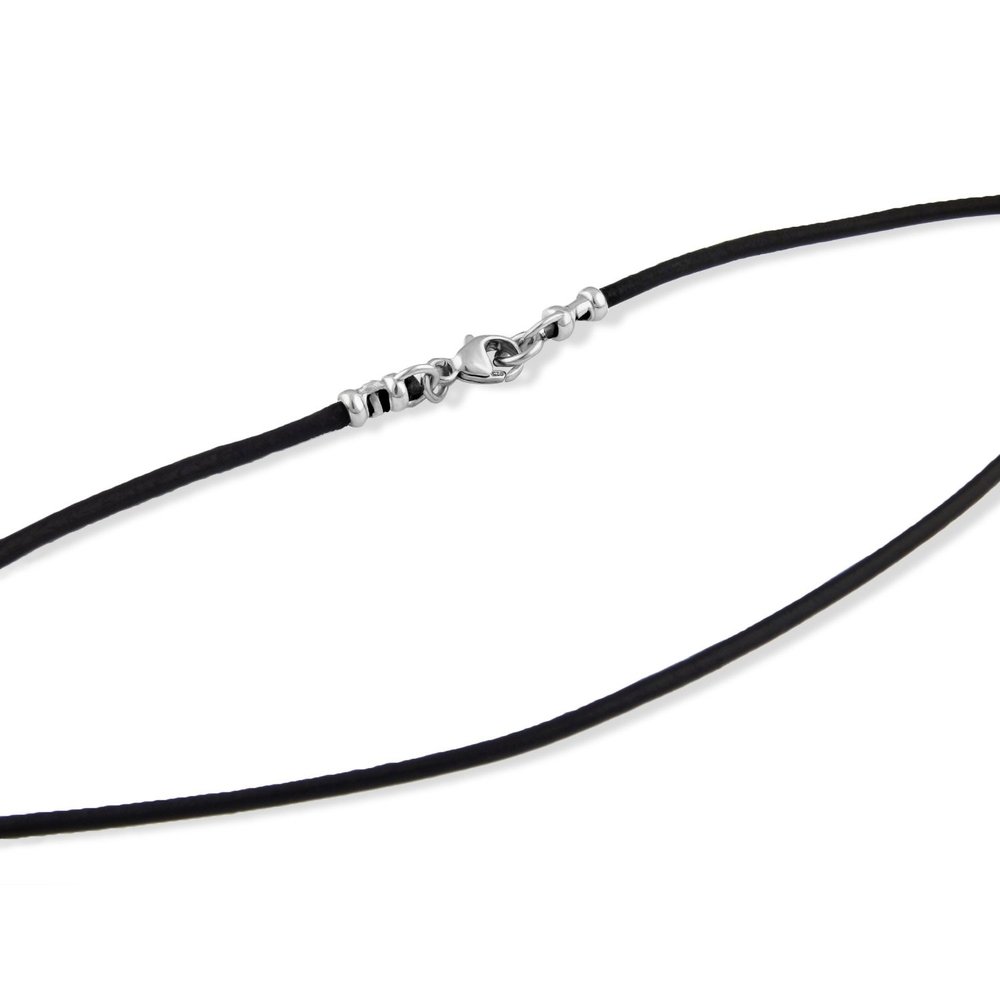 Nostrand 2mm Black Leather Cord Necklace with Sterling Silver Lobster Clasp 12" - 30" (20)