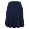 Lock and Love LL WB1105 Womens Lightweight Fold Over Flared Midi Skirt L Navy view 1