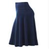 Lock and Love LL WB1105 Womens Lightweight Fold Over Flared Midi Skirt L Navy view 4