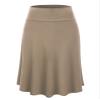 Lock and Love LL WB1105 Womens Lightweight Fold Over Flared Midi Skirt M Taupe view 1
