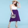 Lock and Love LL WB1105 Womens Lightweight Fold Over Flared Midi Skirt XL Dark_Purple view 2