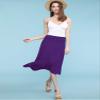 Lock and Love LL WB1105 Womens Lightweight Fold Over Flared Midi Skirt XL Dark_Purple view 3