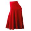 LL WB1105 Womens Lightweight Fold Over Flared Midi Skirt S RED view 4