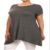 Private Label Women's Plus Size Solid Short Sleeve Knit Side Pocket Tunic Top MAID IN USA (2X-Large, Grya) view 1