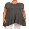 Private Label Women's Plus Size Solid Short Sleeve Knit Side Pocket Tunic Top MAID IN USA (2X-Large, Grya) view 2