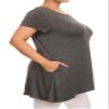 Private Label Women's Plus Size Solid Short Sleeve Knit Side Pocket Tunic Top MAID IN USA (2X-Large, Grya) view 3
