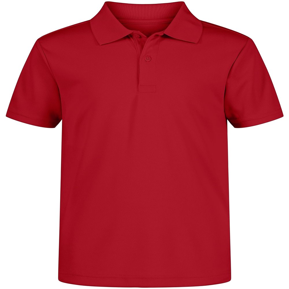 Nautica Boys' School Uniform Short Sleeve Polo Shirt, Button Closure, Moisture Wicking Performance Material, Red, 8