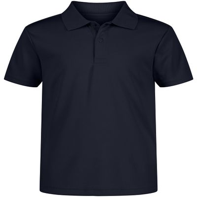 Nautica Boys' School Uniform Short Sleeve Polo Shirt, Button Closure, Moisture Wicking Performance Material, Navy, 4